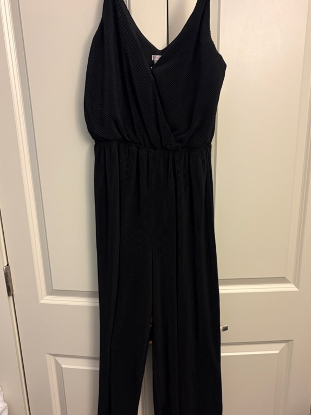 Xhilaration Black Sleeveless V-Neck Jumpsuit with Elastic Waist